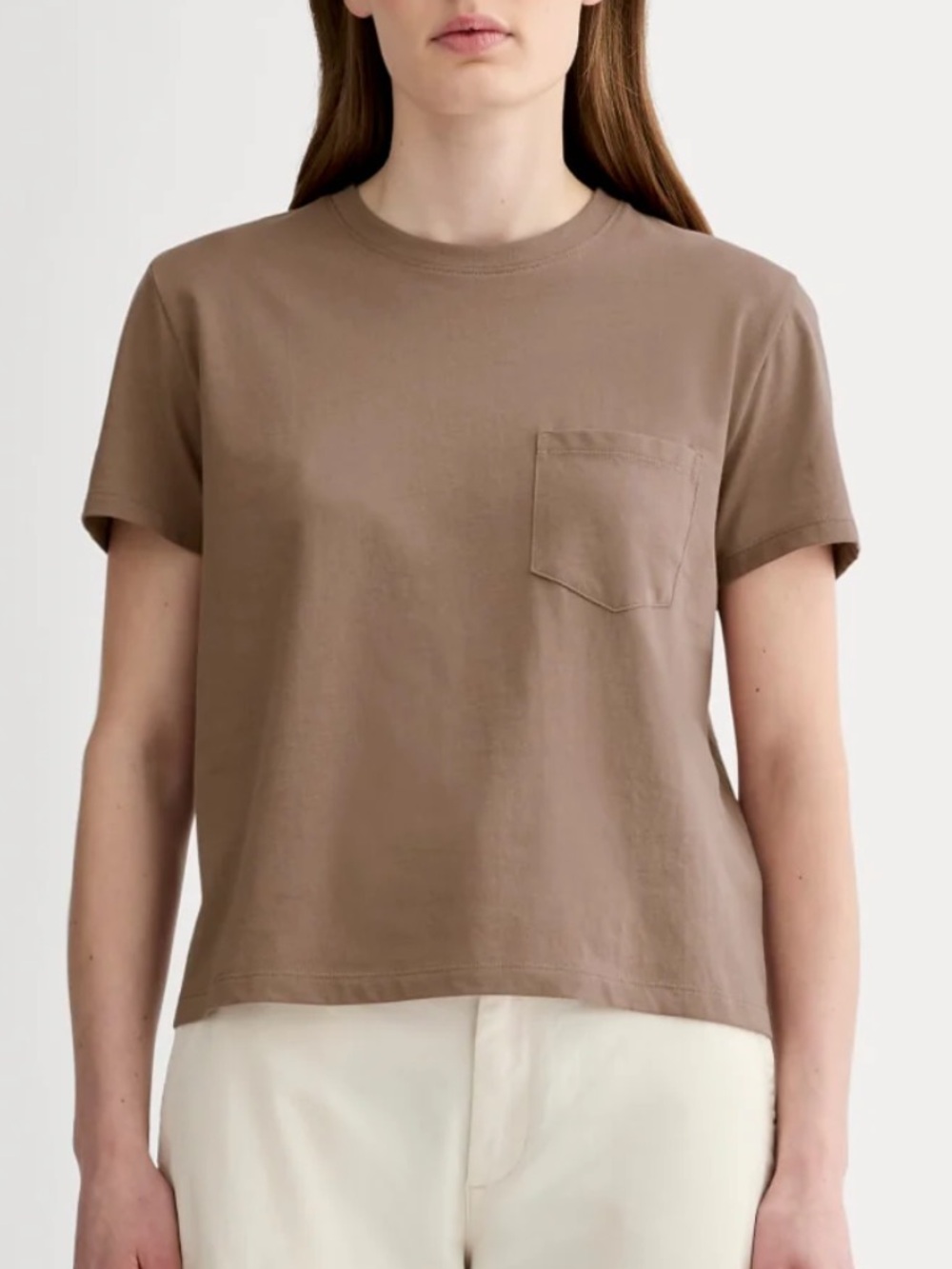 Everlane THE BOX-CUT TEE IN ESSENTIAL COTTON W/ POCKET in MOCHA